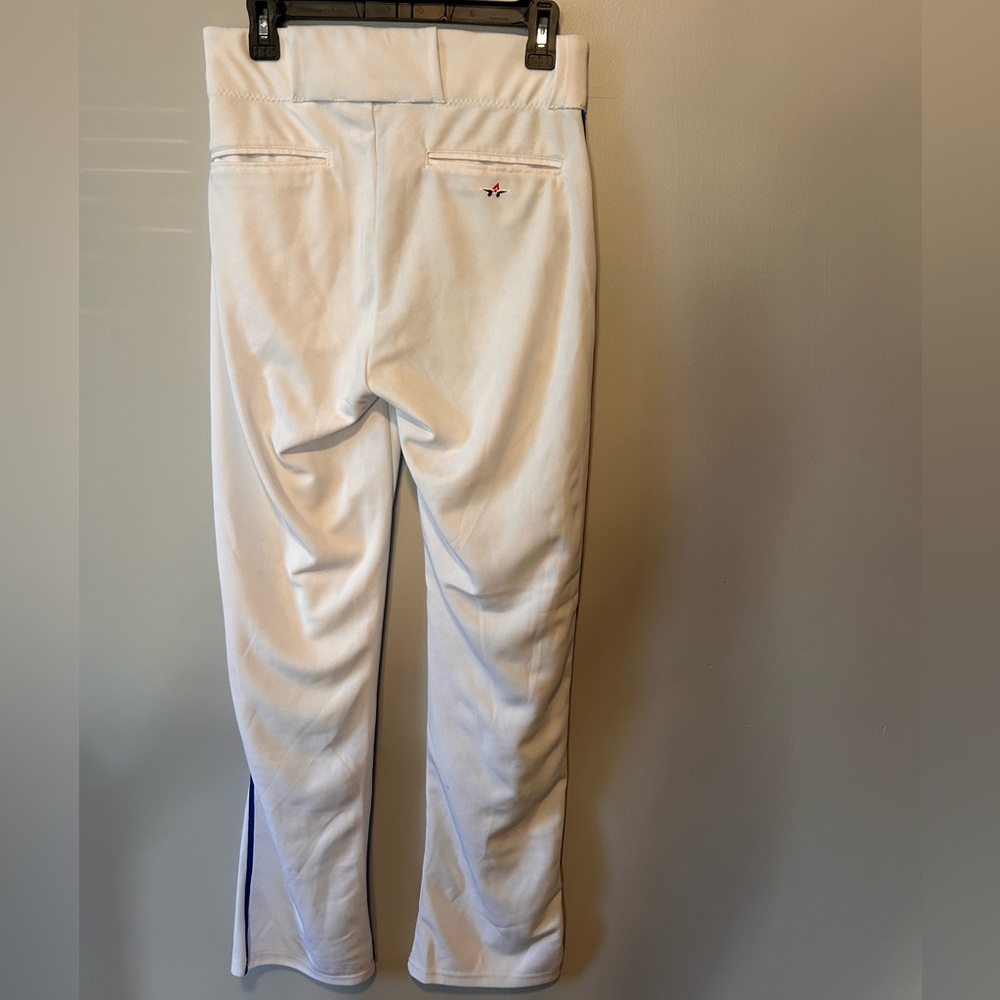 Men’s Alleson White Baseball Pants w/ Blue Piping - Picture 6 of 10